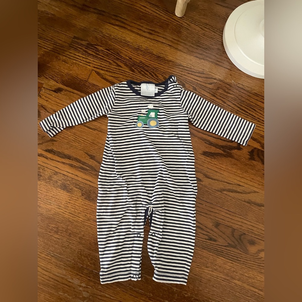 Little English Navy and White Striped outfit